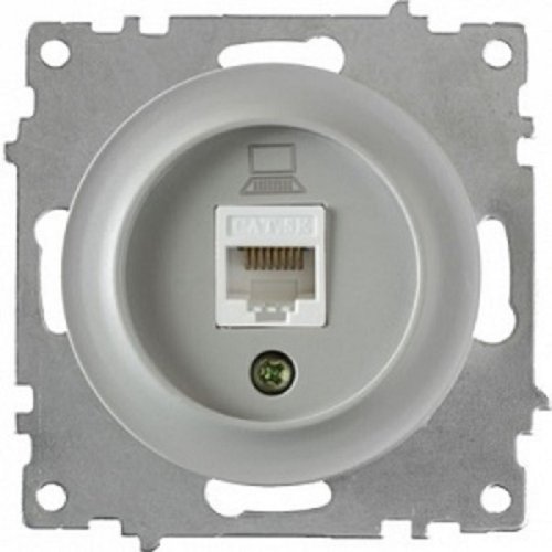 Розетка компьютерная без рамки OneKeyElectro Florence 1-м. RJ45 5e серый картинка